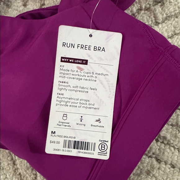 NWT Athleta Run Free Sports Bra Rose Verbena Size S - Picture 4 of 4